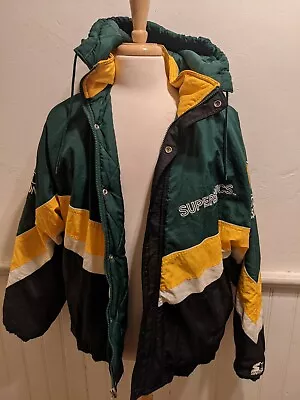 Seattle Supersonics Vintage Starter Jacket Mens L 90s Rare Puffer Removable Hood • $499