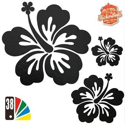 25 HIBISCUS FLOWER STICKERS DECALS For Car | Wall | Home - 38 Colours (S3) • £4.95