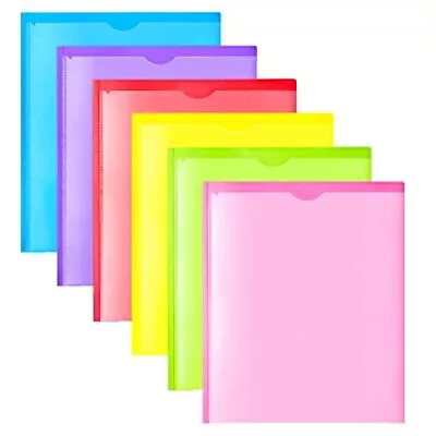 Heavy Duty Plastic Folders With Clear Front Pocket 6pcs 3 Pockets Folders With P • $19.37