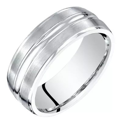 Men's 14k White Gold Wedding Ring 7mm Comfort Fit Band Sizes 8 To 14 • $320.99