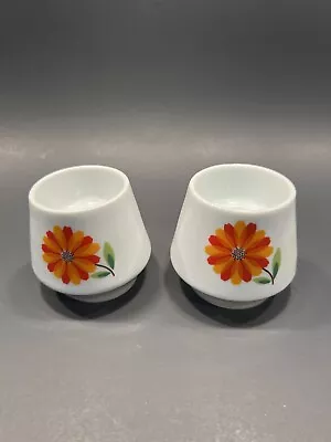 Vtg Mod Flower Power Candlestick / Egg Cup  Bareuther Waldsassen Orange Flower • $45.84