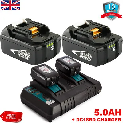 2XFor Makita BL1850 18V Lithium LXT 5.0AH BL1850 BL1860 Battery DC18RD Charger  • £37.95