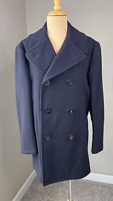 Vintage Military Navy Wool Blue Peacoat Jacket Men's 38R M • $24.99
