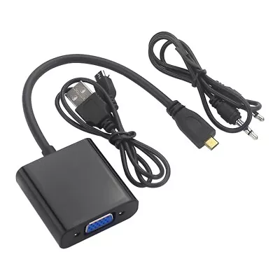 Micro- To VGA Adapter Cable 1080P Video Converter With Audio Jack USB 2481 • $9.59