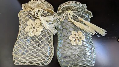 Vintage Chic Mason/Glass Jar Cozy Crochet  Jar & Lid Cover. Adjustable. Mint  • $16.99