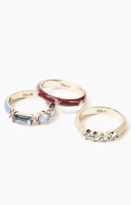 $42.99 • Buy Stella And Dot Enameled  3 Ring Set Gold Plated Multi Size 5 & 6 Available