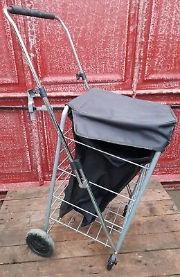 SHOPP@ SHOPPA HOPPA Folding Shopping Trolley Black Granny Cart Collapsible • £9.99