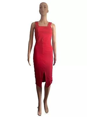 $30 • Buy Kookai Red Sleeveless Bodycon Midi Dress, Front Split Ladies Size 1/Aus Size 10