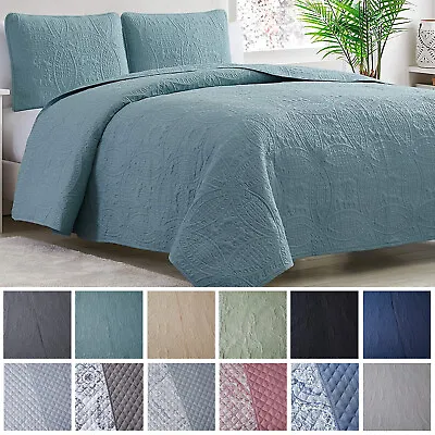 Mellanni Bedspread Coverlet Set 3-Piece Oversized Bed Cover Ultrasonic Quilt • £47.20