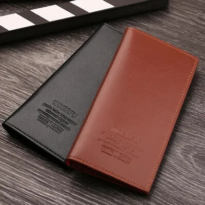 Men Business Bifold Wallet Long Clutch Leather Purse RFID Blocking Card Holder • $7.99