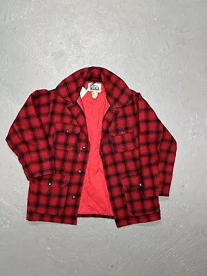 Vintage Woolrich Hunting Jacket Wool Mackinaw Buffalo Plaid Coat 60s 70s Mens 40 • $135