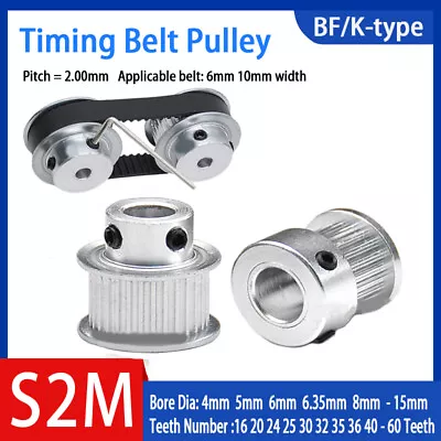 S2M Timing Belt Pulley With Step 16T-60T Bore 4-15mm For 6/10mm Wide Timing Belt • $2.19