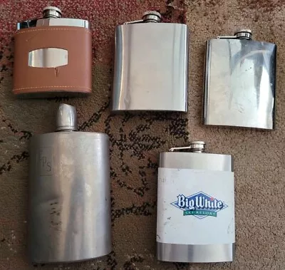 5pc Lot Flasks 6 Oz To 10 Oz Vintage  • $29.99