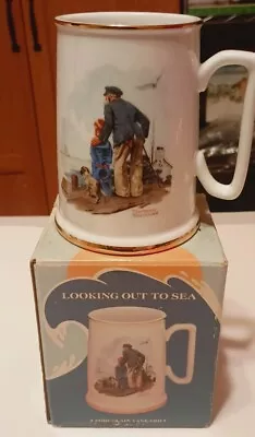 Norman Rockwell Looking Out To Sea Porcelain Mug Tankard Gold Trim Vintage 1984 • $12