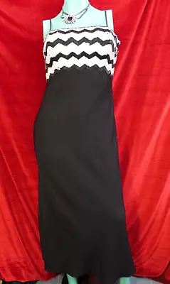 £21 • Buy After Six By Ronald Joyce Black & White Mix Long Black Evening Dress UK 14-16