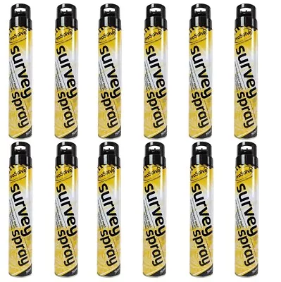 12 Black Survey Line Marking Paint Aerosol Spray Car Park Field  • £91.18