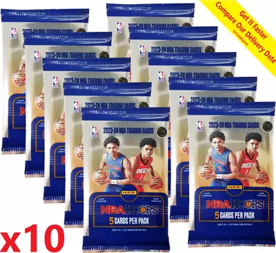 10x PANINI 2023 2024 Hoops NBA Basketball GRAVITY FEED Packs 50 Cards Neon Green • $33.90