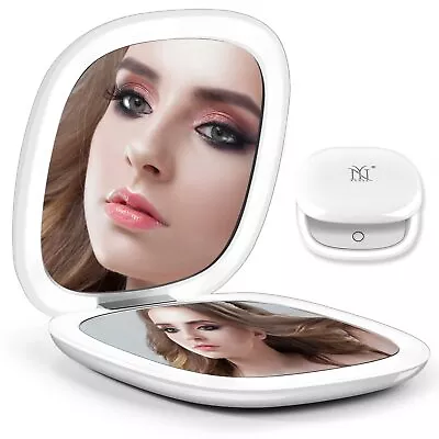 Compact Travel Makeup Mirror 1X10X Magnification Mirror Dimmable Folding 2-Sided • $12.82