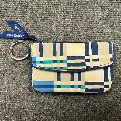 Vera Bradley Coin ID Card Holder Key Ring Womens Quilted Zippered Plaid Pouch • $6