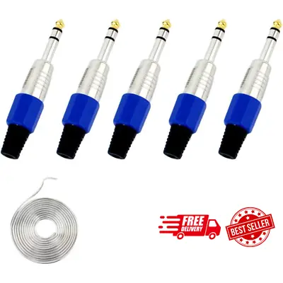 1/4  Audio Plugs 6.35 Mm Plug Trs Male 1/4 Inch Solder Type Stereo Plug Light St • $17.40