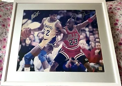 Michael Jordan & Magic Johnson Signed Autographed 16x20 Poster Photo Framed UDA • $3666.66