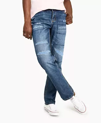 Sun + Stone Men's Astoria Distressed Straight Fit Jeans In Blue Stone Wash-36/30 • $27.97