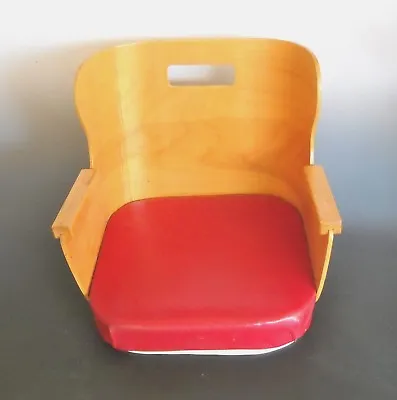 Mid Century Bent Plywood Booster Chair Or Toddler Barber Chair Red Vinyl Seat • $99.99