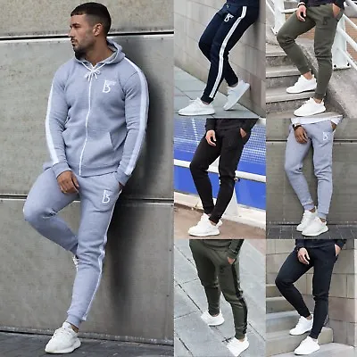 Mens Fleece Joggers Casual Sweatpants Slim Fit Tracksuit Jogging Bottoms Only • £19.99