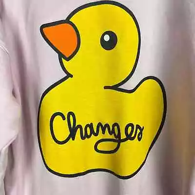 H&M Pullover Justin Bieber Hoodie Sweatshirt M Pink Changes Duck Graphic • $25