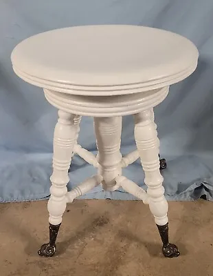 $89.99 • Buy Vtg White Shabby Chic Antique Vintage Adjustable Piano Bench Stool Claw Feet