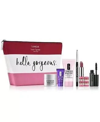 Clinique 7 PCS Travel Size Makeup Skincare Samples Gift Set Red/White/Pink Bag • $17.99