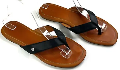 Ugg Tuolumne Thong Sandals Women's Size 8.5 Black Tan Leather Flip Flops 1112870 • $24.99