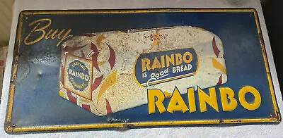 Rainbo Bread Metal Advertising Sign Vintage Original 28”x14” • $395