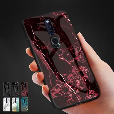 For Oppo A38 A58 A78 4G Reno 10 8 Lite A17 A16S Marble Tempered Glass Case Cover • $16.15