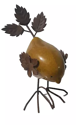 Rustic Bird Ceramic Body Metal Legs/Wings Indoor/Outdoor Decoration Great Cond. • $11