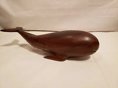 Vintage Ironwood Whale Figure Hand Carved Sticker-ed 11 Inches Long • $24.93