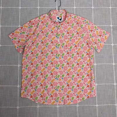 Flamingo Pineapple Hawaiian Shirt Mens 3XL Pink Floral Button Up Short Sleeve • $19.95