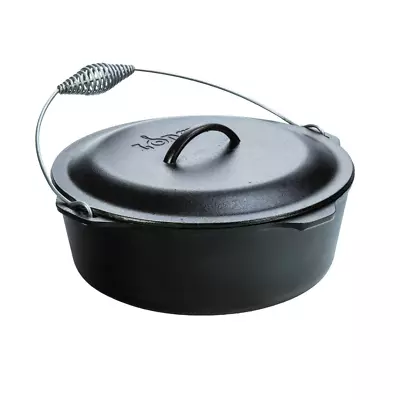 Lodge Cast Iron 9 Quart Seasoned Cast Iron Camp Dutch Oven With Bail Handle • $92.41