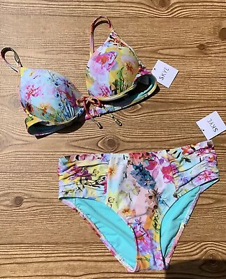 SKYE Alessia Stella Floral Push Up Top Mint Bikini SwimSuit Womens Medium NEW • £24.12