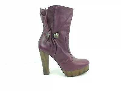 MISS SIXTY Women's Boots Heels Purple Leather Bootie Size EUR 37 US 6.5 [A65] • $59.99