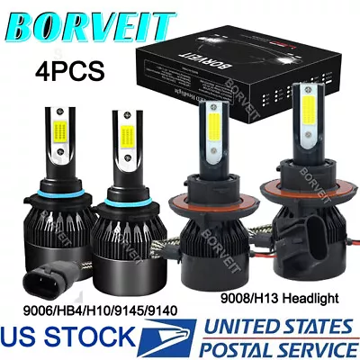 4X 6000K 9008 9145 New LED Headlight Fog Bulbs Combo For Dodge Durango 2004-2006 • $41.47