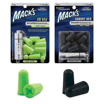 Mack's Shooting Earplugs - Macks Shooters Hi Viz Covert Ops Soft Foam Ear Plugs • £3.99