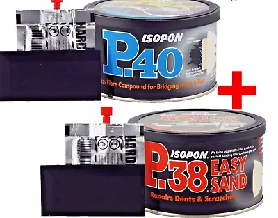 U-Pol David's Isopon P38 P40 Body Filler Compound Car Body Repairkit 2x250=500ml • £16.85