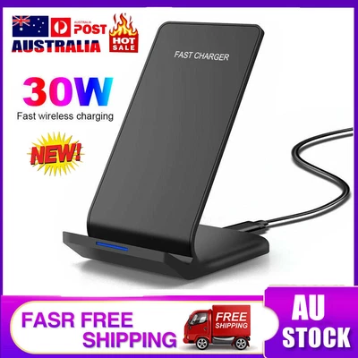 $15.69 • Buy 30W Qi Wireless Charger Fast Charging Stand Dock Fr IPhone 8 XR 11 12 13 Pro Max