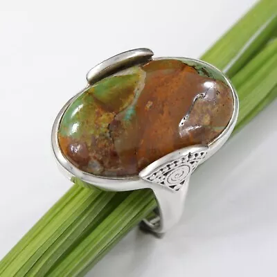 Natural Boulder Turquoise Mens Ring Navajo 925 Sterling Silver Handmade Gifts S8 • $52.99