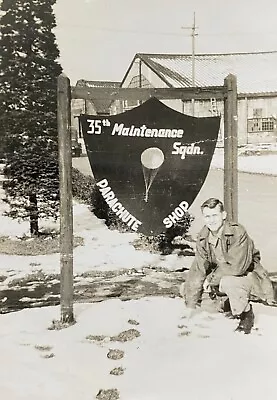 US Military Parachute Shop Sign 35th Maintenance Squadron Vintage Photo • $10.36