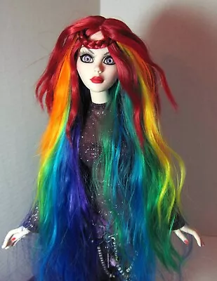 Rainbow Fantasy Long Doll Wig Size 7/8 Fits Ellowyne Prudence Evangeline BJD • $34.95