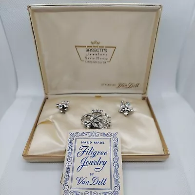 Vintage Van Dell Sterling Silver Filigree Set In Original Box • $42