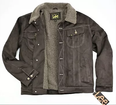New Lee Premium Sherpa Lined Jacket Men's Size XL Riders Trucker Dark Brown • $49
