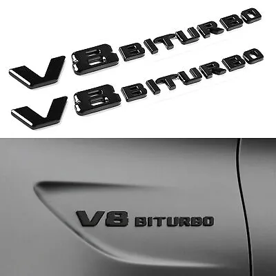 Gloss Black 3D V8 BiTurbo Emblem Side Fender 3D Badge Fit For AMG Left&Right 14+ • $13.99